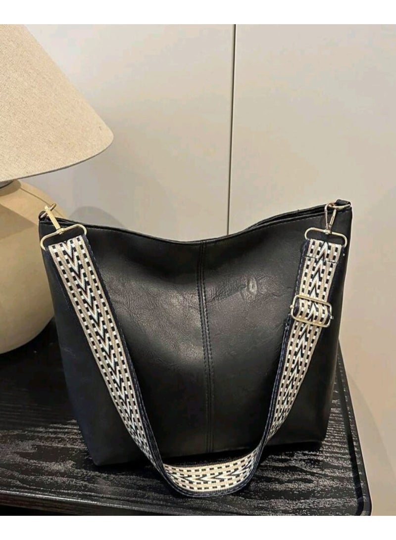 شي إن حقيبة كتف بحزام كتف بنمط هندسي، حقيبة مراسلة كبيرة السعة، حقيبة كتف بتصميم كلاسيكي - Image 1